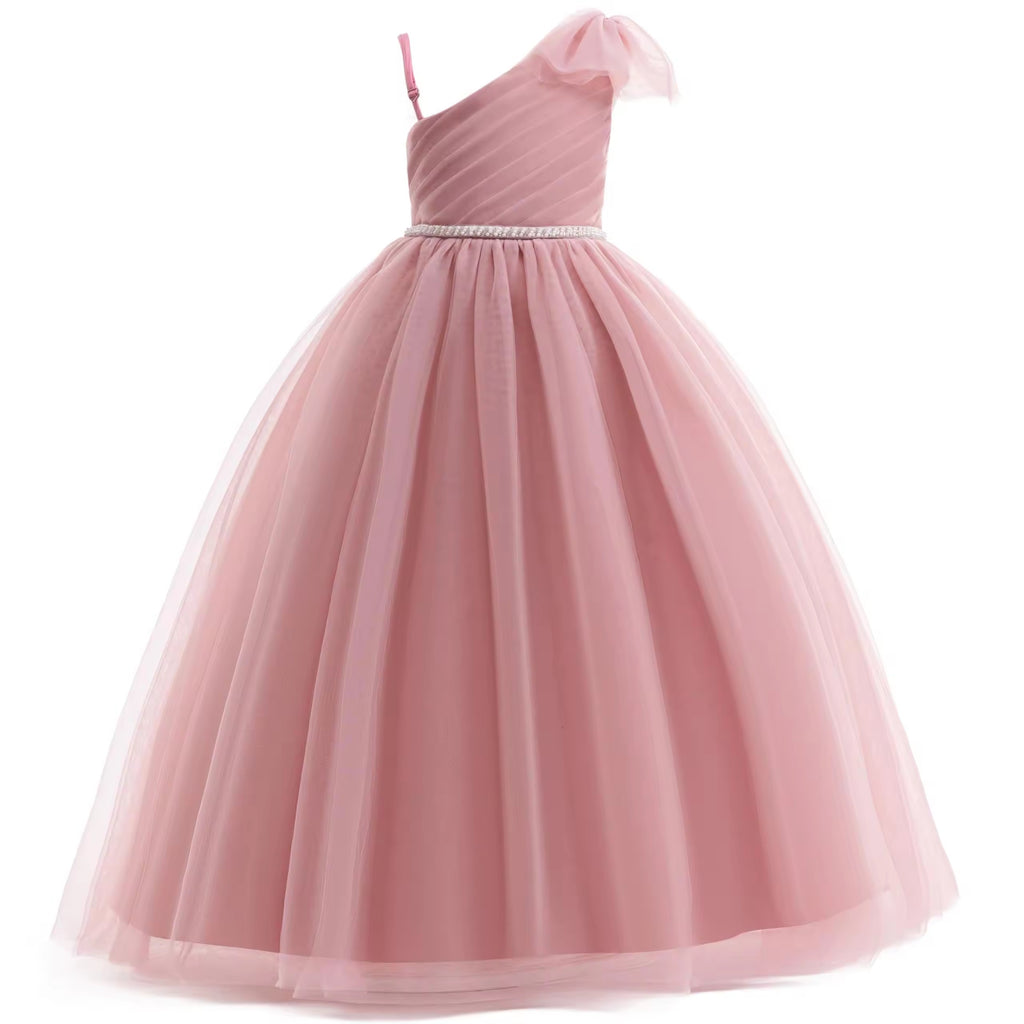 5153 Kids Party Dress Wholesale Tulle Flower Girls Dress purple Ball Gown for Birthday Bridesmaid Wedding Pageant Guangzhou Factory