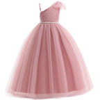 5153 Kids Party Dress Wholesale Tulle Flower Girls Dress purple Ball Gown for Birthday Bridesmaid Wedding Pageant Guangzhou Factory