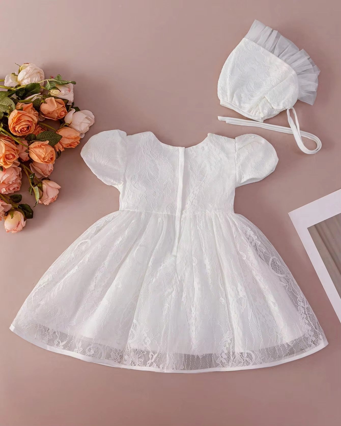 7908 New Embroidery Newborn Baptism White Christening Lace Dress Baby Birthday Party Wedding Dresses Princess Dress Baby Set