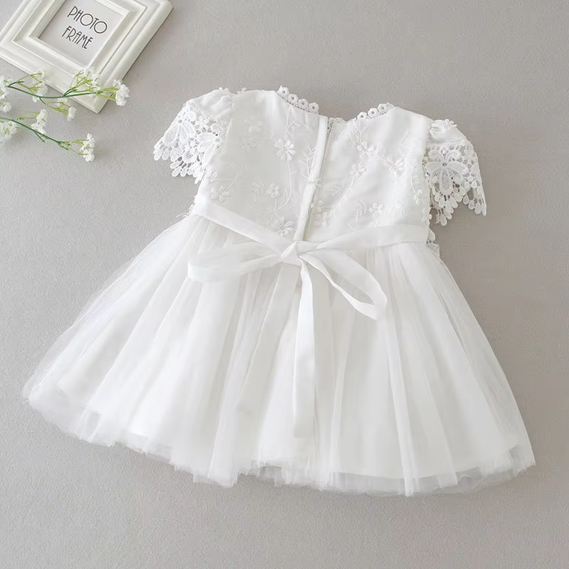 6150 High Quality White Christening Outfits Elegant Fancy Gown Luxury Lace Embroidered with Bonnet Wedding