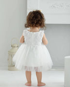 6109 High Quality Boutique Kids Toddler Lace Flower Party Dress Big Bow Baby Girl Dresses Princess White Girl Dress