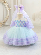 5285 Wholesale Summer Baby Girls Birthday Dress Princess Flower First Communion with Short Sleeves Girl Dresses for Party