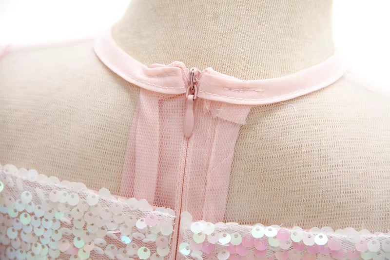 7176 Baby Girl Birthday Party Dress Sequin Dress for Baby Pink Cartoon Baby Summer Princess Doll Dress Set Kids Wholesale Clothing