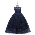 7568 Elegant Embroidered Evening Baby Blue Dress 4-5Y Handsmocked Floral Lace Wedding Bridesmaid Prom Custom Girl Party Princess Gown