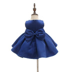 6153 Kids Clothing Luxury Baby Girl Birthday Party Dress 1Years Royal Blue Princess Style Western Summer Formal Satin Tutu Gown