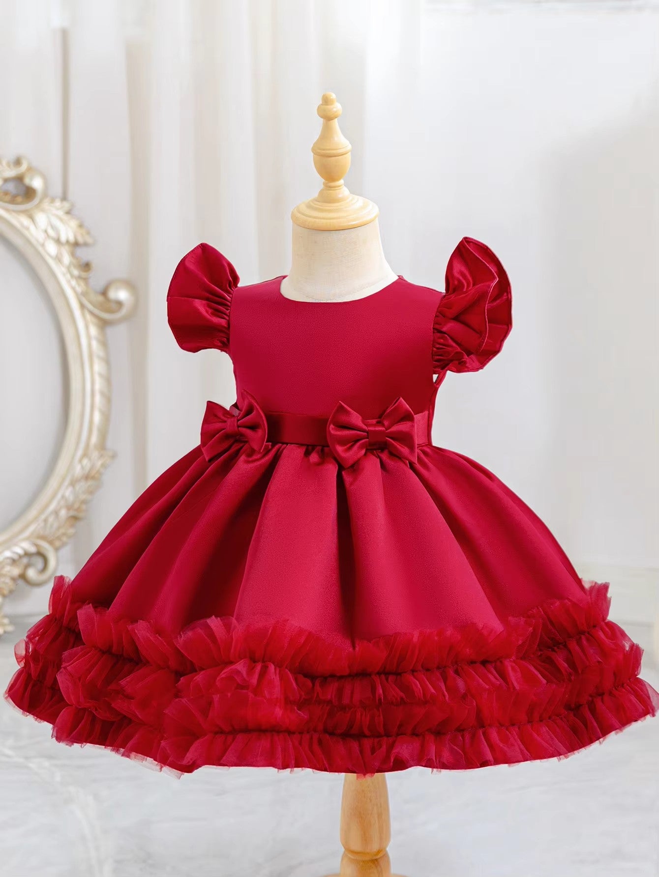 5200 Toddler Baby Girl Dresses Flower Design Sweet Party Baby Dress 0-12 Months Birthday Bow Wedding