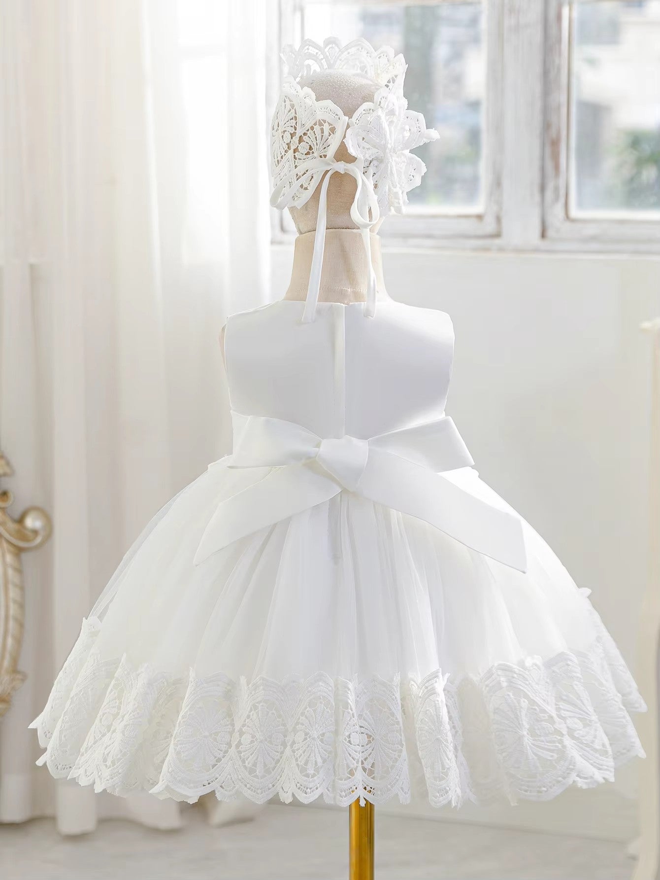 7526 Formal Flower Christening Special Occasions Gown Clothes Set White Baby Girls Embroideries Baptism Dresses for Party