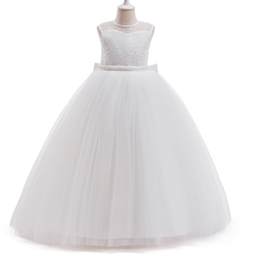 5137 Wholesale White Lace First Communion Dress Kids Flower Girl Formal Wear for Church First Holy Communion Ceremony