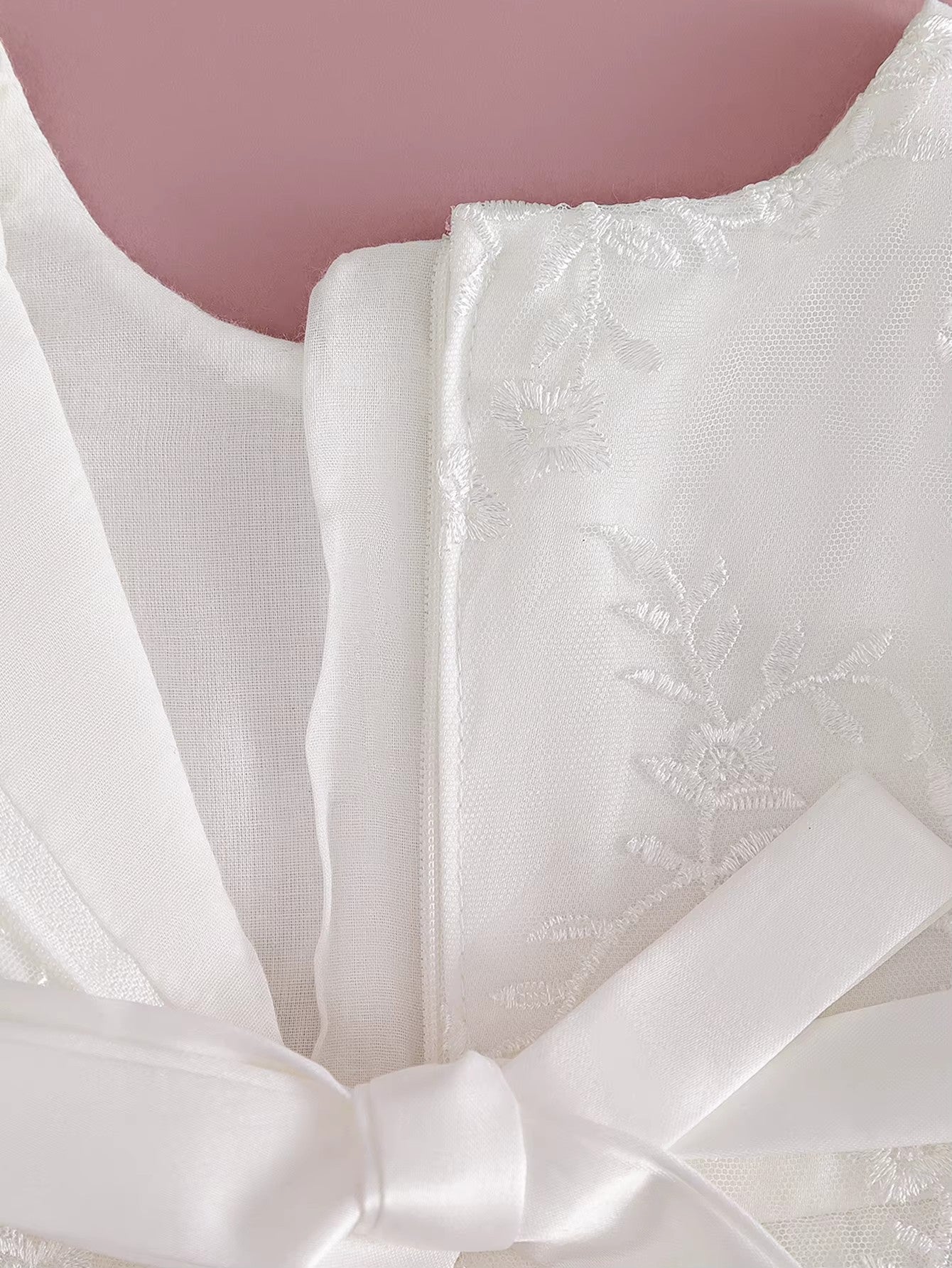 7953 Baptism Dress for Baby Girl Floral Cute Prom Short Newborn Baby Clothes Sleeveless With Bowknot Dresses Embroidered Baby Suit