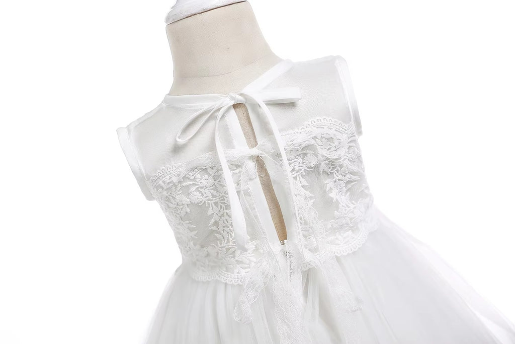 9767 Factory Sale Baby Infant Girl Baptism Dress Flower Newborn Gown White Lace Christening Dress 1 Year Birthday Gift