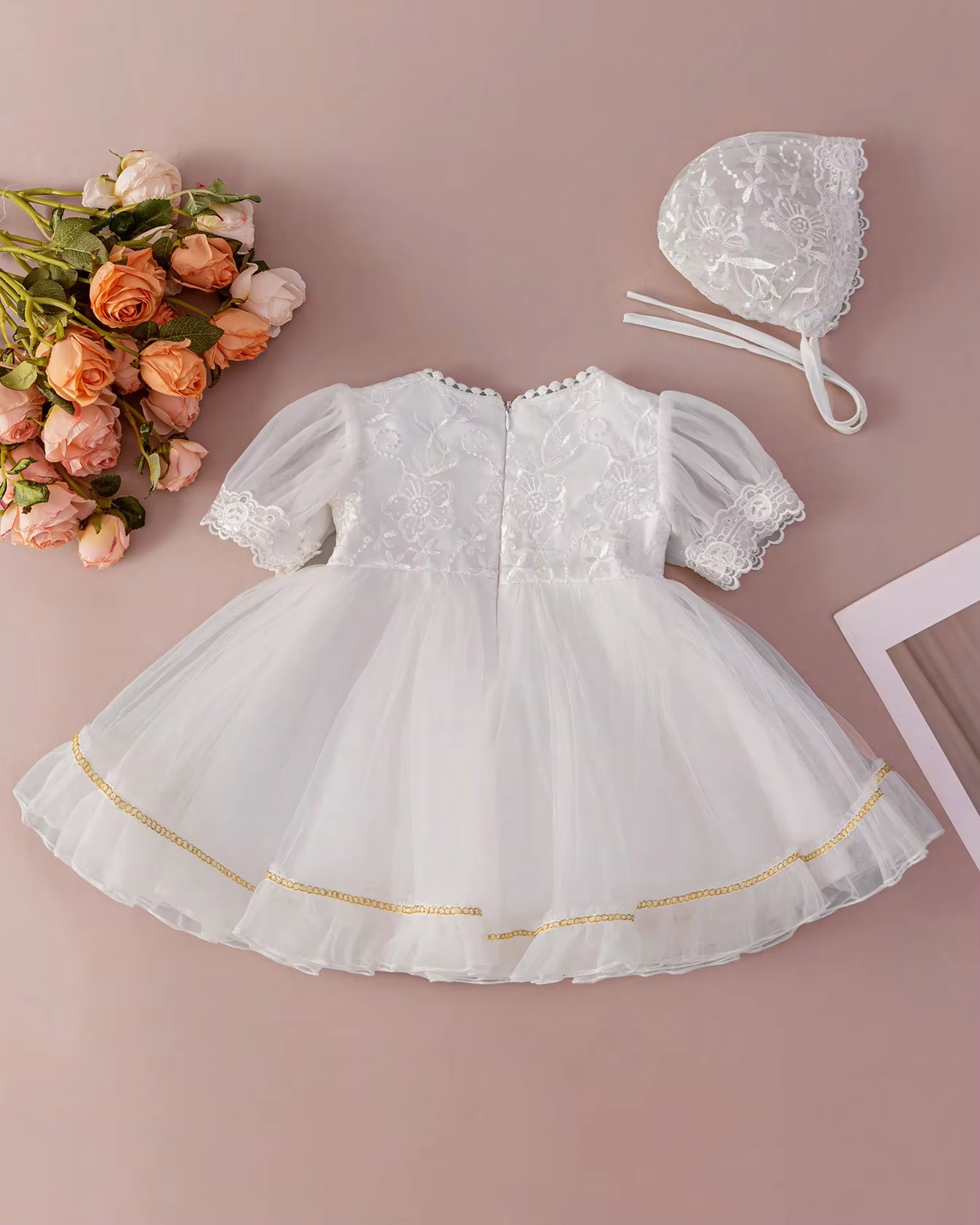 5130 Summer Newborn Baby Style Embroidery Baby Infant Baptism Dress for Baby Girl 1 Year Wedding Birthday Party Soft Set