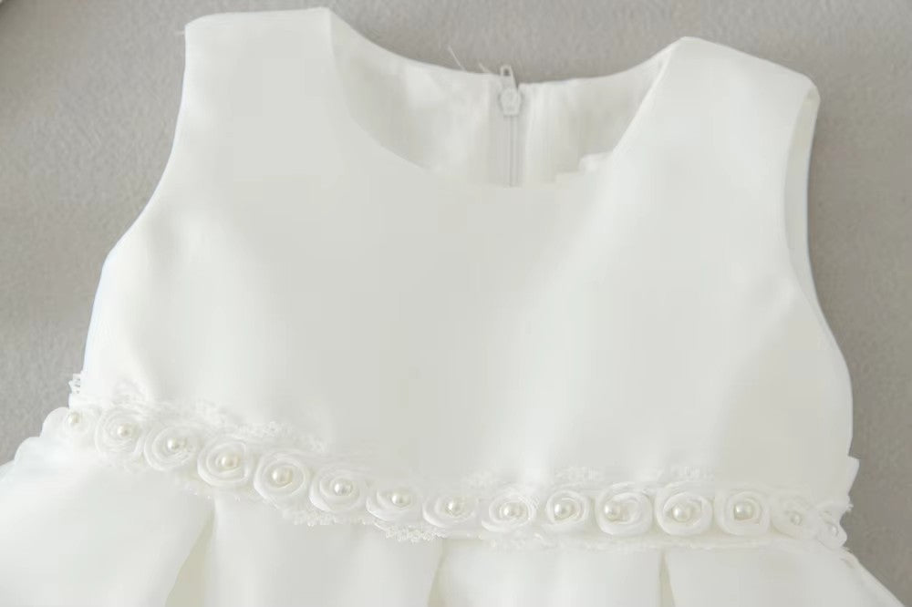 2050 Baptism Dress with Bow Newborn Girls Princess Birthday Party White Baby Dresses Fancy Frock Tutu Dress for Christening