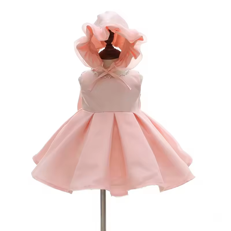 6153 Kids Clothing Luxury Baby Girl Birthday Party Dress 1Years Royal Blue Princess Style Western Summer Formal Satin Tutu Gown