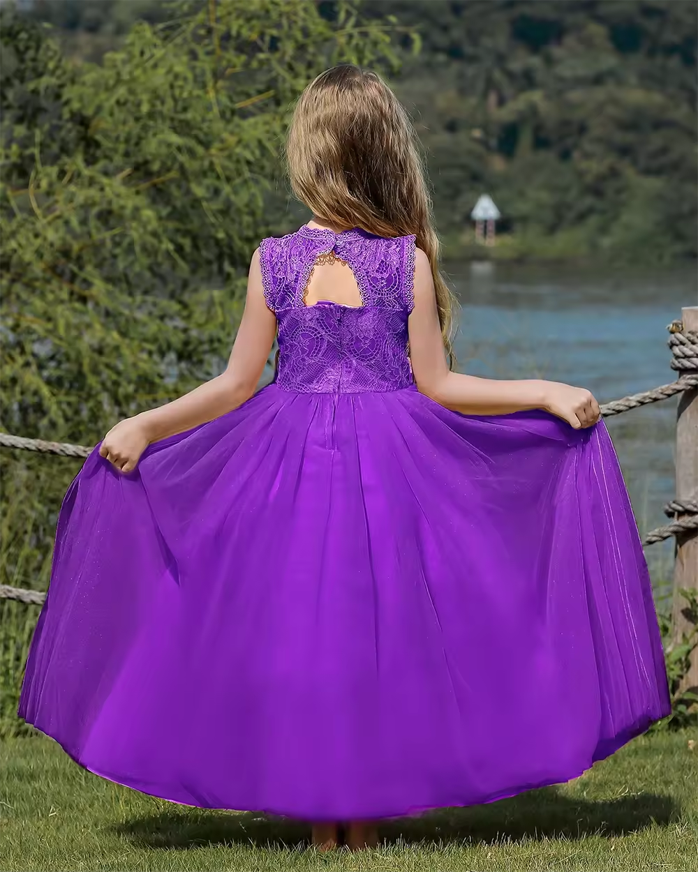 7791 Flower Lace Girls Summer Dresses Wedding Evening Costume Kids Clothes Wholesale Princess Party Pageant Children Dress
