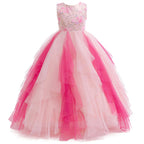 5233 Wholesale Girls Formal Tulle Dress Long a Line Wedding Pageant Princess Birthday Party Dance Prom Ball Gown Flower Girls Dress