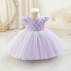 5283 2 Years Baby Girl Party Wear Dress Fluffy Wholesale Baby Dress One Year Old Birthday Dress Summer Romper Dress Designs for Girls