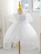 6156 Christening Dress for Baby Girl Baptism White Dresses for Infant Lace Embroidered Tulle Formal Wedding Newborn Baby Clothes
