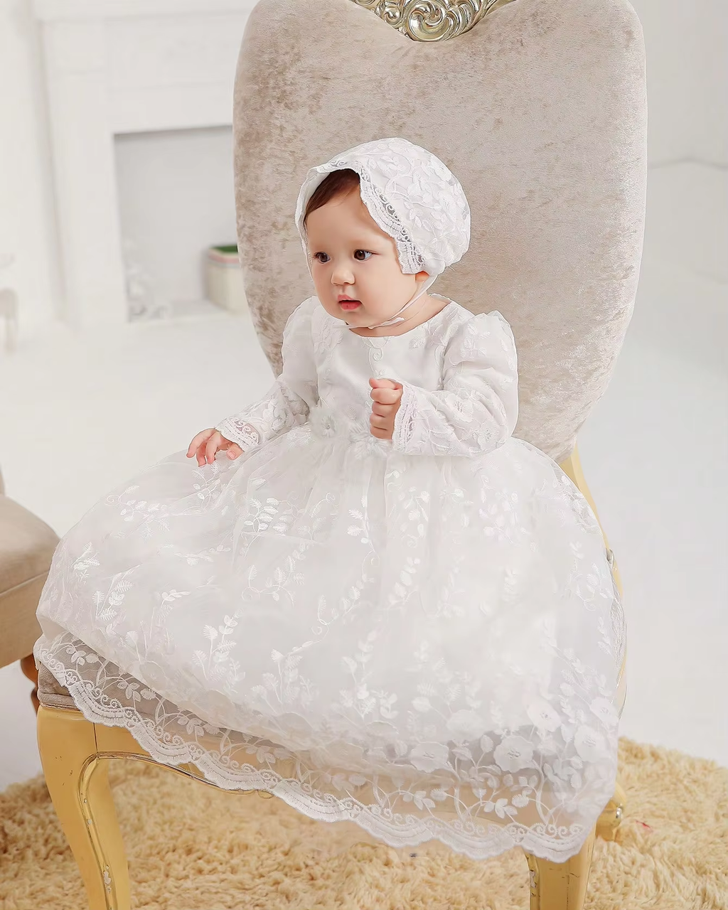 6209 Baby Girl Bowknot LacFashion Baby Girl Bowknot Lace Princess Flower Dresses Performance Birthday Party Dress 0-2Year Old