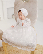 6209 Baby Girl Bowknot LacFashion Baby Girl Bowknot Lace Princess Flower Dresses Performance Birthday Party Dress 0-2Year Old