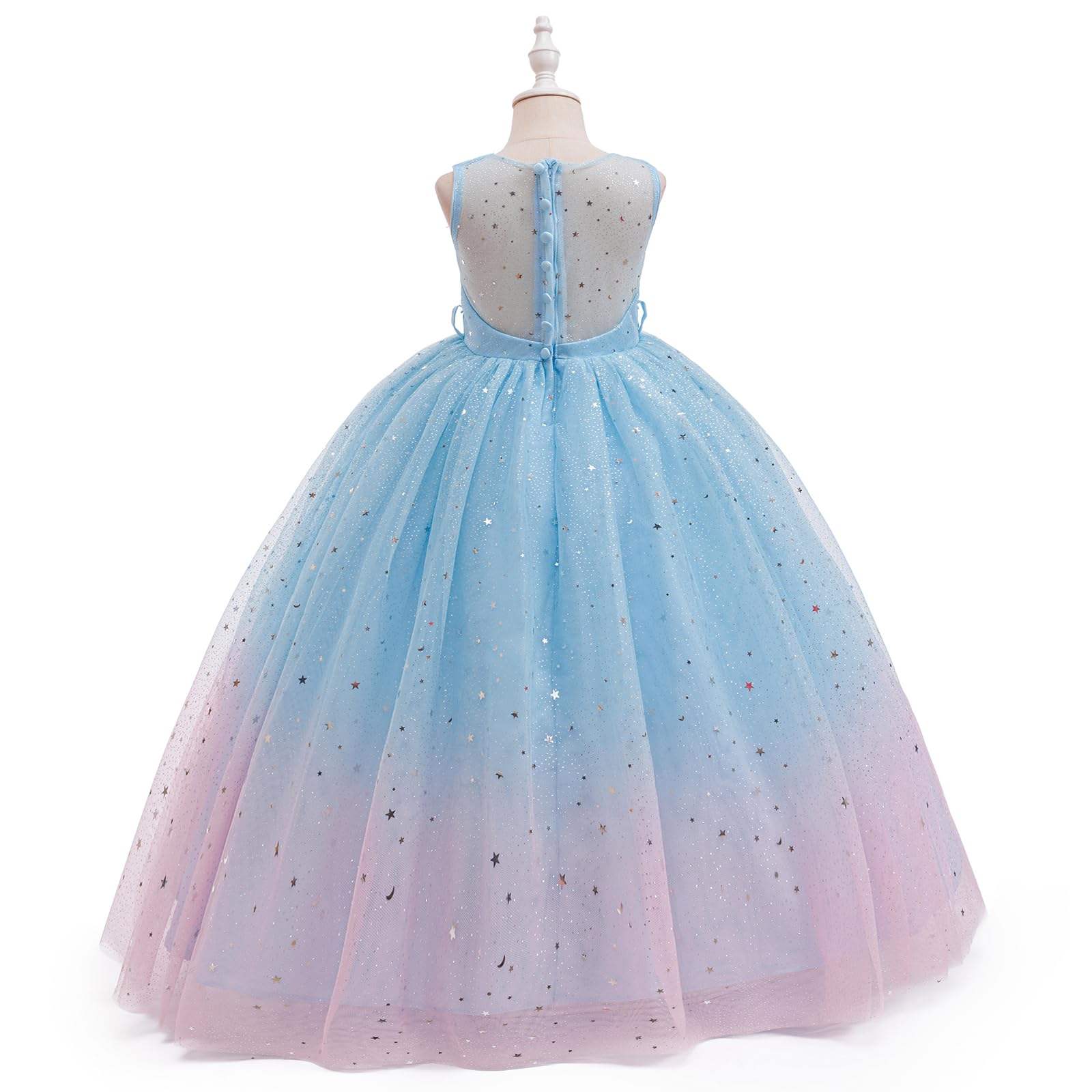 7689 Girls Tulle Flower Girl Dress Birthday Wedding Pageant Party Princess Gown Kids Formal Wear Ages 5 to 11 Years