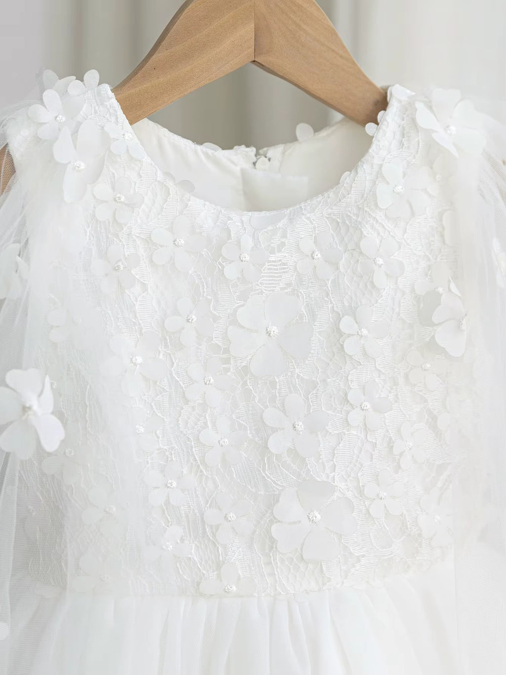 5176 White Dresses Elegant Embroidery Floral Kids Wedding Gown Short Flower Girls' Dresses Party Dress for Baby Girl