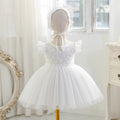 9678 Baby Princess Gown White Design Infant Baby Girls Wedding Party Birthday  with  Hat Ball Gown Baptism Dress Wholesale