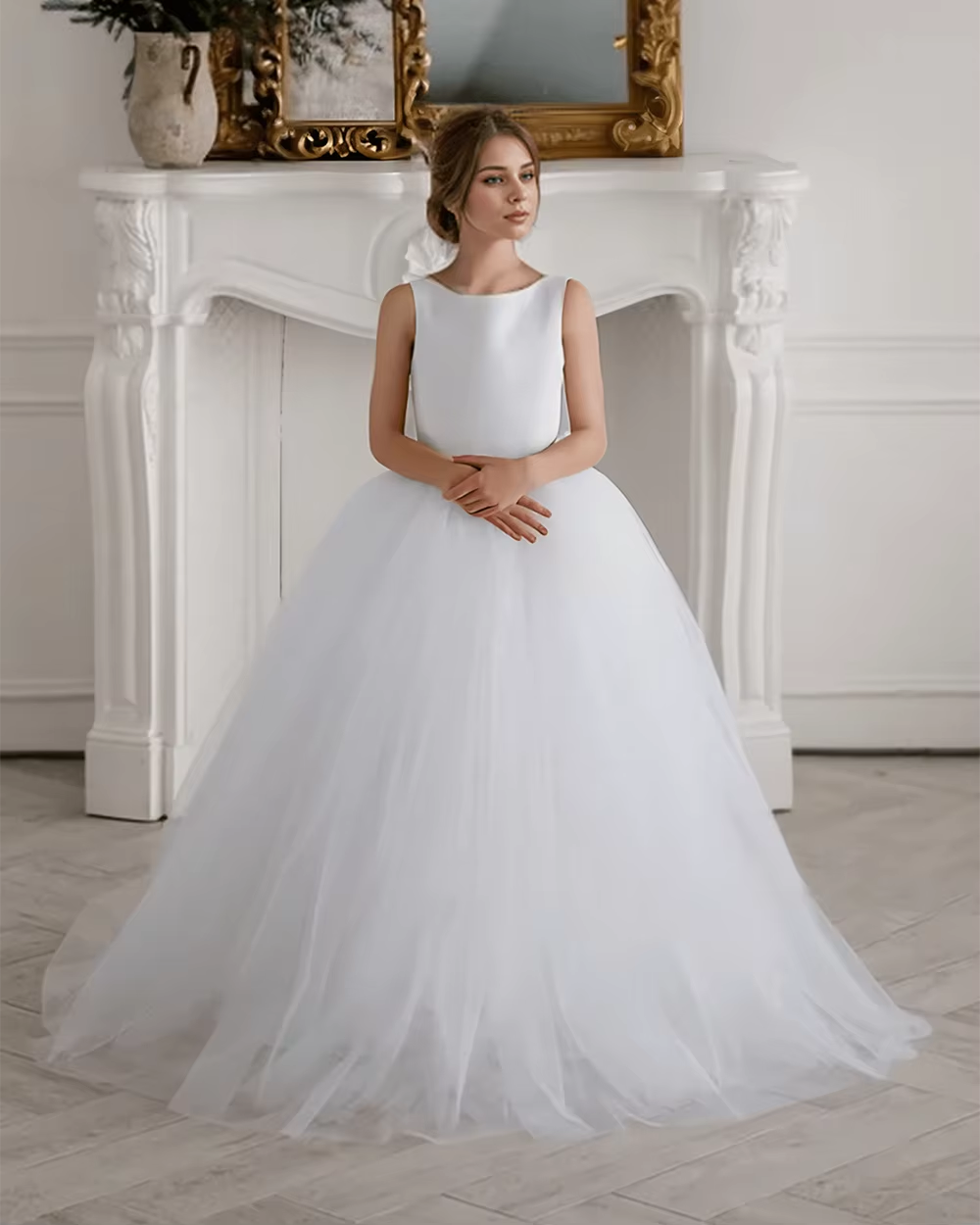 5083 Wholesale Elegant Princess Champagne Evening Wedding Party Dresses for 10-12 Years Old Teenage Girls Formal Graduation Gown 15Y