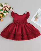 5200 Toddler Baby Girl Dresses Flower Design Sweet Party Baby Dress 0-12 Months Birthday Bow Wedding