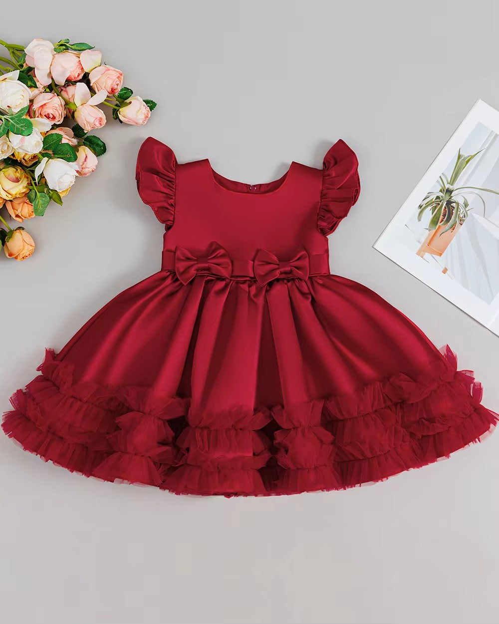 5200 Toddler Baby Girl Dresses Flower Design Sweet Party Baby Dress 0-12 Months Birthday Bow Wedding