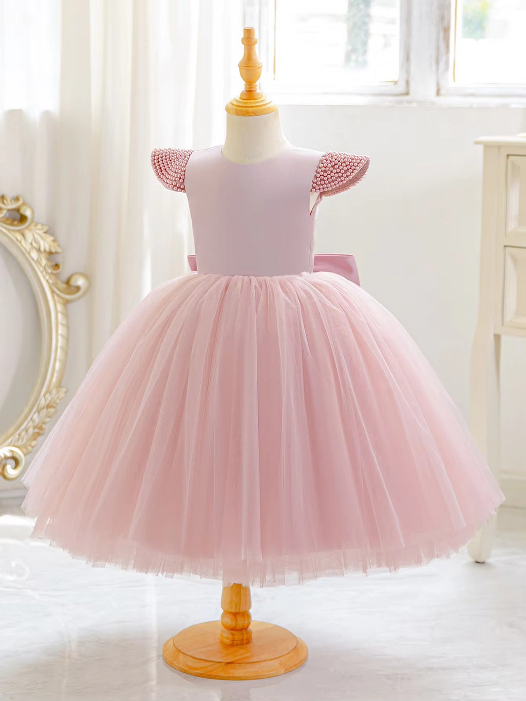 5266 Kids Evening Gown Dress Latest Children Bow Frock Design Birthday Party Flower Girls' Dresses