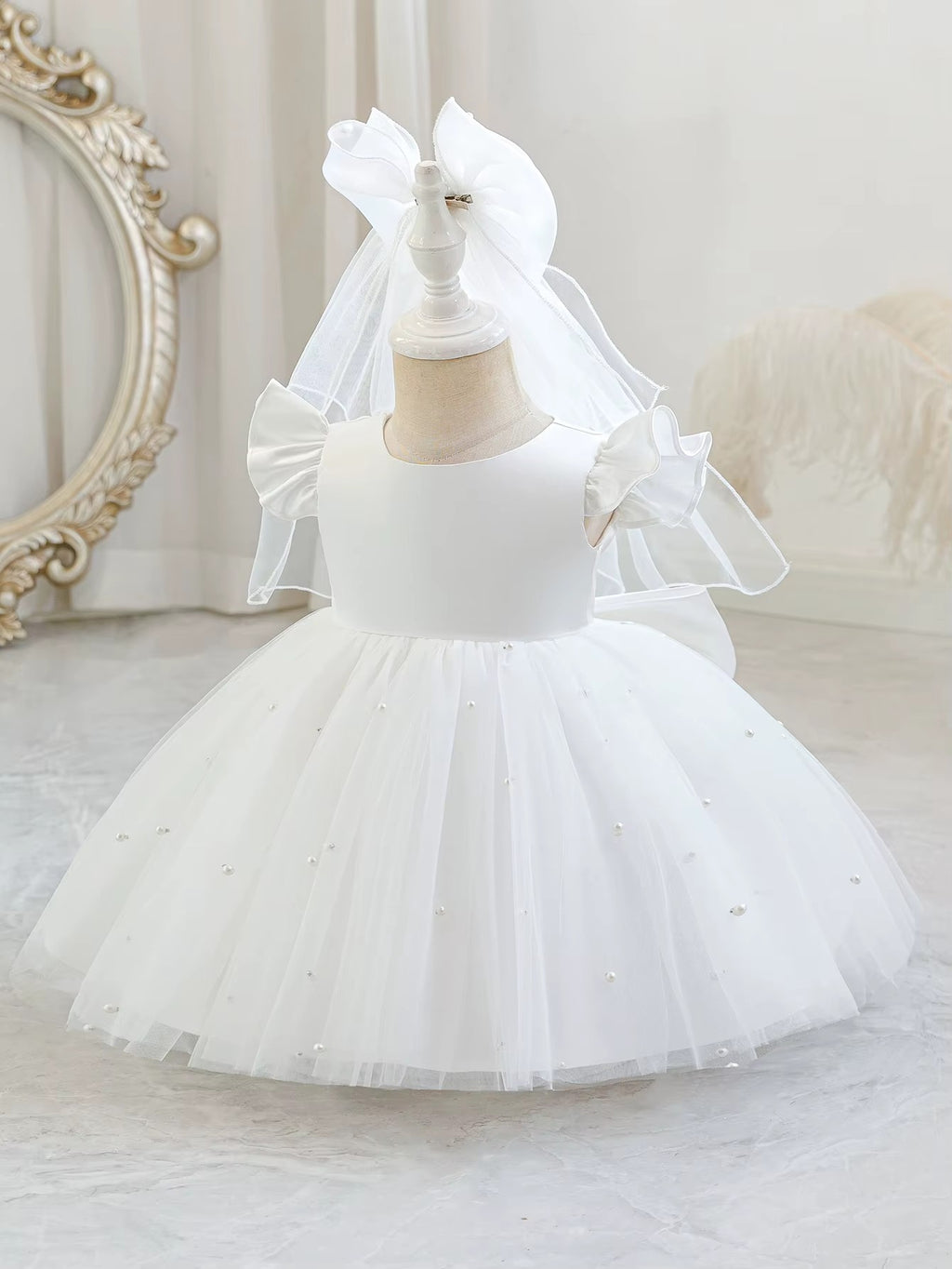 5280 White Baptism New Design Wedding Gown Girl Party Dress Custom Logo Frocks Kids Clothing Newborn Toddler Girls Dresses
