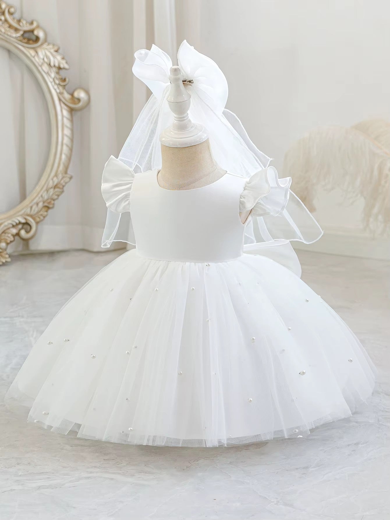 5280 White Baptism New Design Wedding Gown Girl Party Dress Custom Logo Frocks Kids Clothing Newborn Toddler Girls Dresses