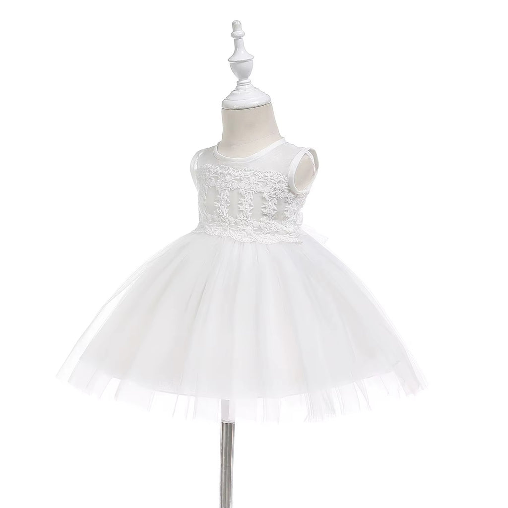 9767 Factory Sale Baby Infant Girl Baptism Dress Flower Newborn Gown White Lace Christening Dress 1 Year Birthday Gift