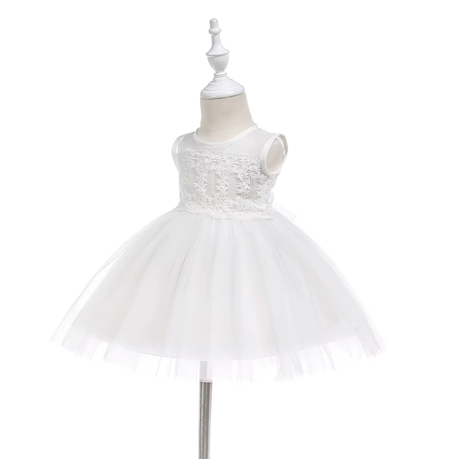 9767 Factory Sale Baby Infant Girl Baptism Dress Flower Newborn Gown White Lace Christening Dress 1 Year Birthday Gift