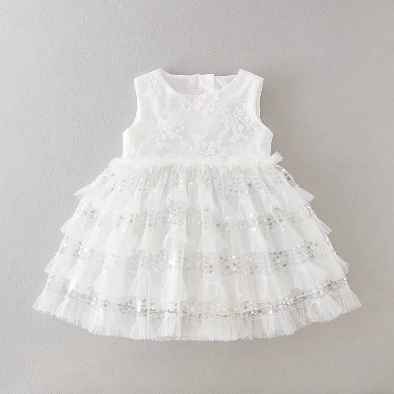 7171 Christening Dress for Baby Girl 0-24M White Embroidery Elegant Toddlers Girl Dresses High Quality Baby Girl Wedding Frocks