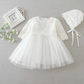 9605 Newborn Baby Clothes Princess Babies Dress One-year-old Christening Gown Long Sleeves Baby Embroidery Dresses with Hat