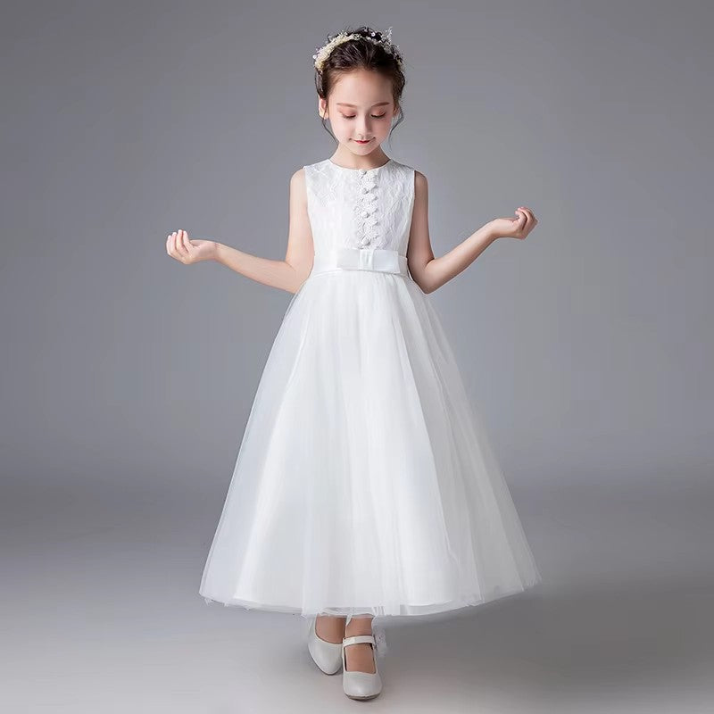 8550/8549 Lace Girls Wedding Dress Embroidered Birthday Party Dresses Communion Dresses for Kids Pageant Gown