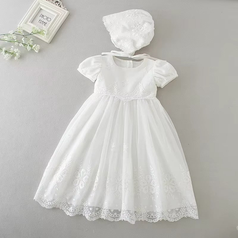 9775 Christening Dress for Baby Baptism Flower Embroidered Gown Outfit for Birthday Party Special Occasion Baptism Clothing