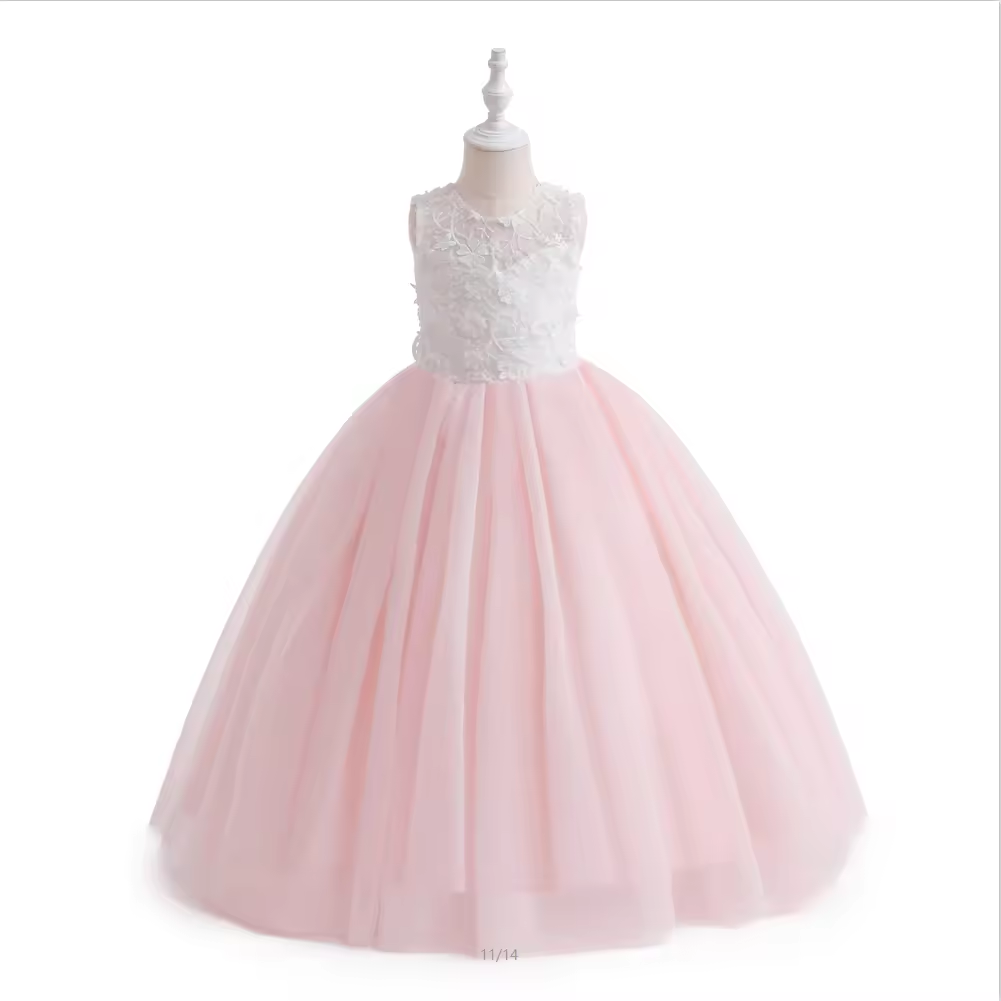 7789 Wholesale Rose Gold Princess Tutu Ballroom Gown Flower Girl Dress 5Y Formal Kids Girls Wedding Birthday Party Dresses