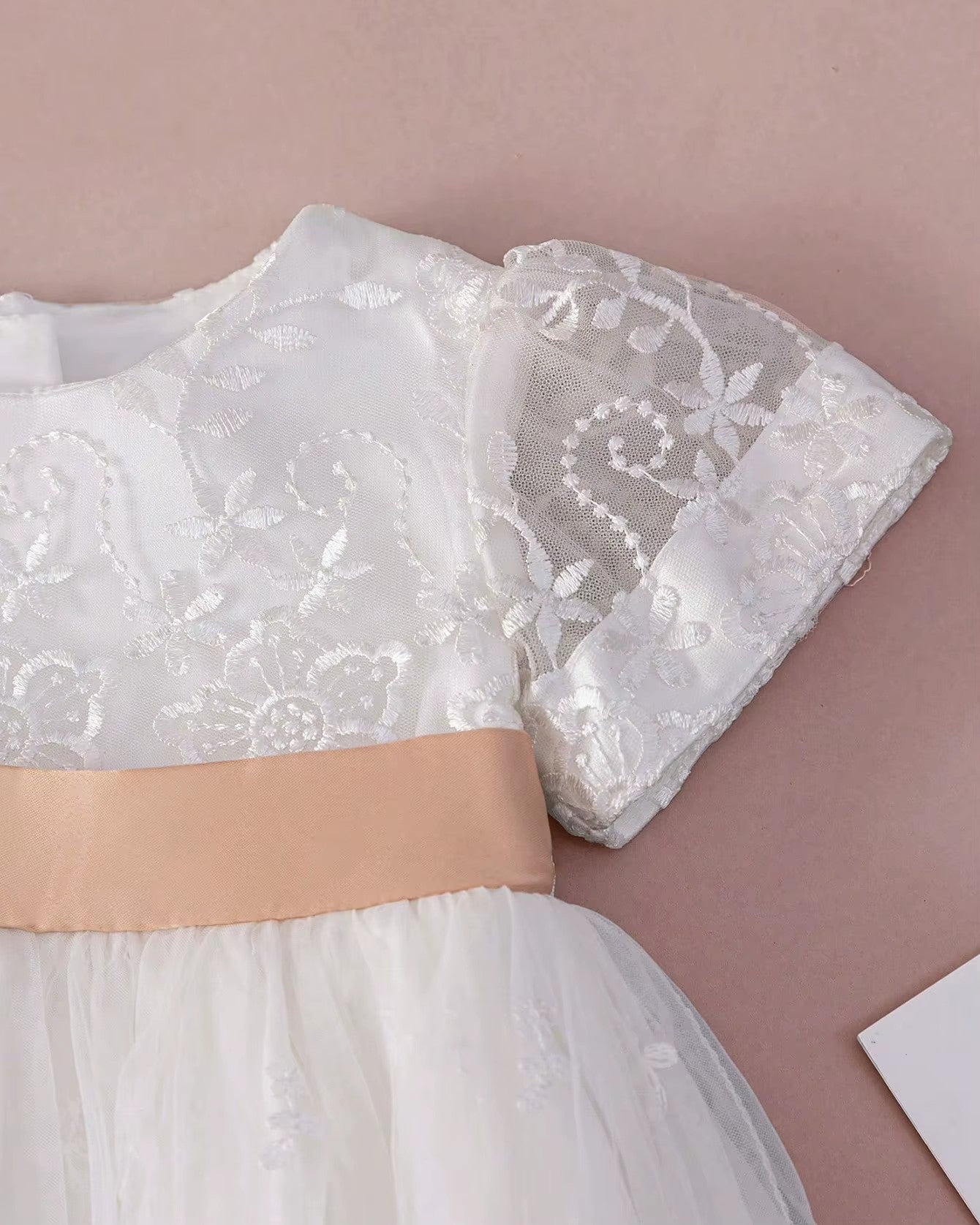 5131 Christening Dress for Baby Girl Baptism White Dresses for Infant Lace Embroidered Tulle Formal Wedding Newborn Baby Clothes