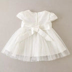 7520 Christening Flower Newborn Gown White Baby Infant Girl Baptism Dresses With Bow