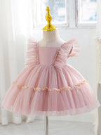 7529 Elegant New Backless Infant Girl Baby 2months Baptism Dress Flower Wedding Party Sweet Baby pink Girl Birthday Dresses