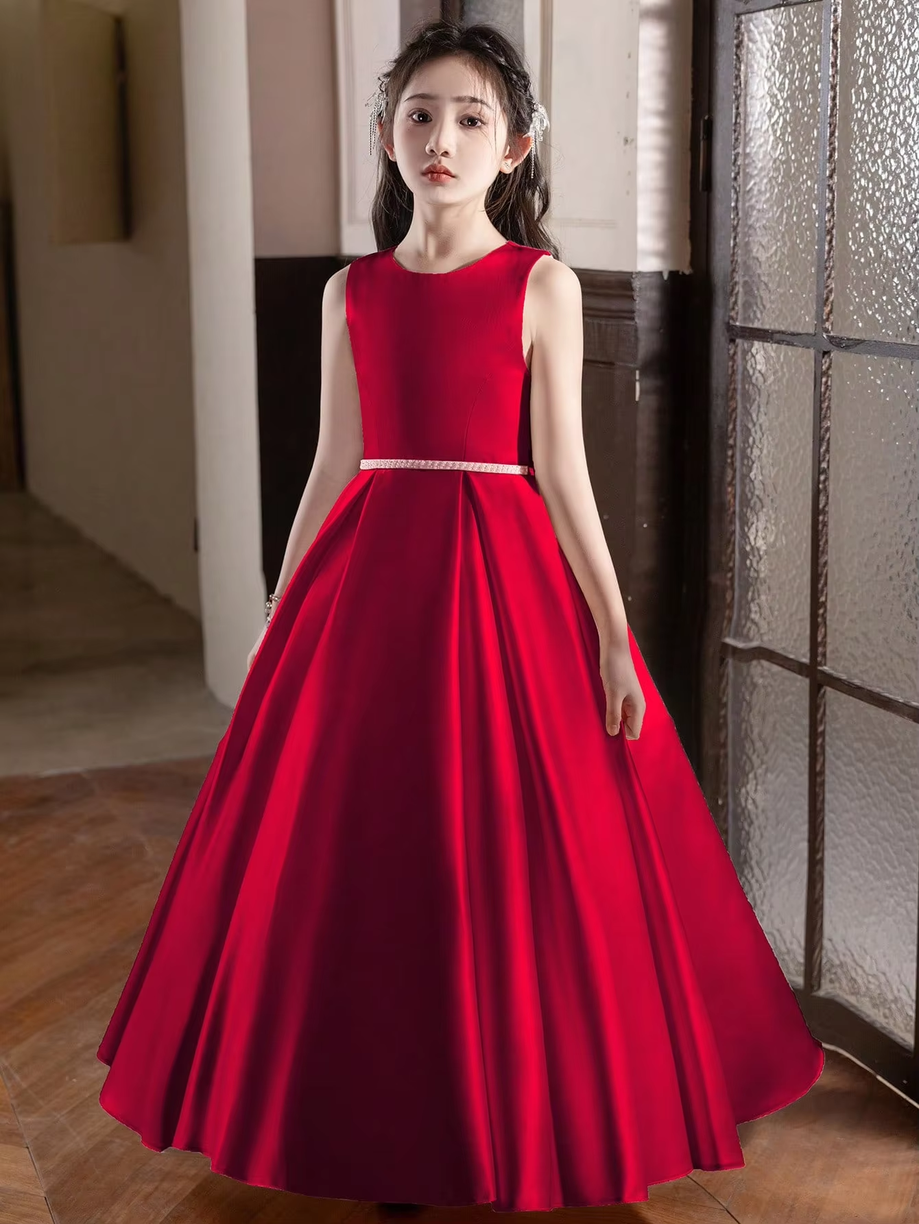 5168 Wholesale Satin Royal Blue Black Formal Evening Prom Year 6 Graduation Dresses for 11Y 12 Years Old Teen Girls