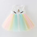 7175 Infant Pageant Dress Colorful Rainbow Infant Christening Birthday Wedding Party Lace Tulle Christening Gown 1Month Baby Dress