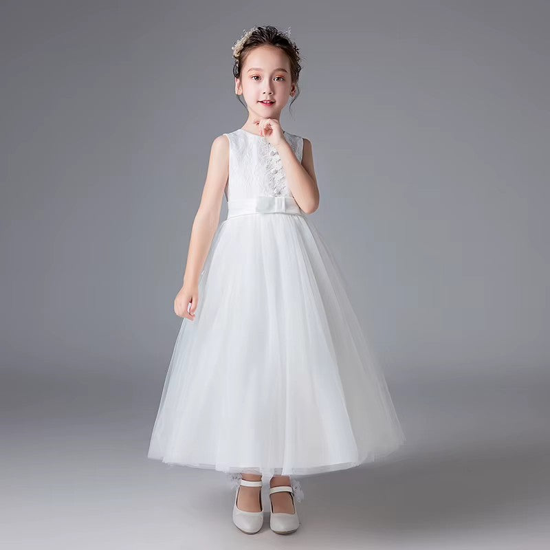 8550/8549 Lace Girls Wedding Dress Embroidered Birthday Party Dresses Communion Dresses for Kids Pageant Gown
