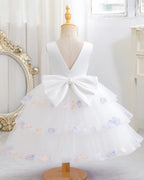 5270 Girl Birthday Dress Backless Big Bow OEM ODM Party Style Princess Flower Girl Dresses Wedding Kids White