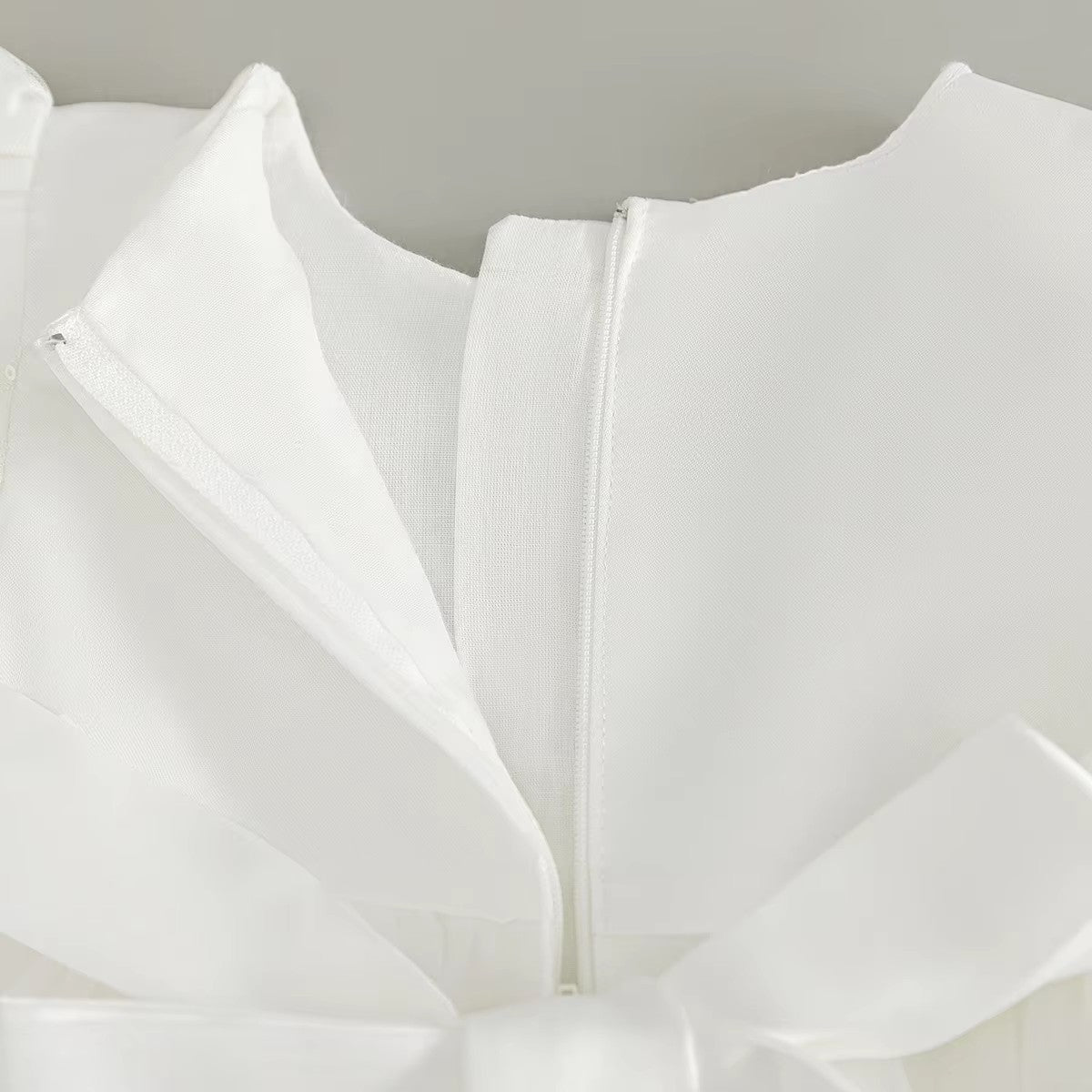 7951 Baby Girls White Sequin Lace Baptism Dress 3-24 Months Puff Sleeve Bow Tulle Christening Gown