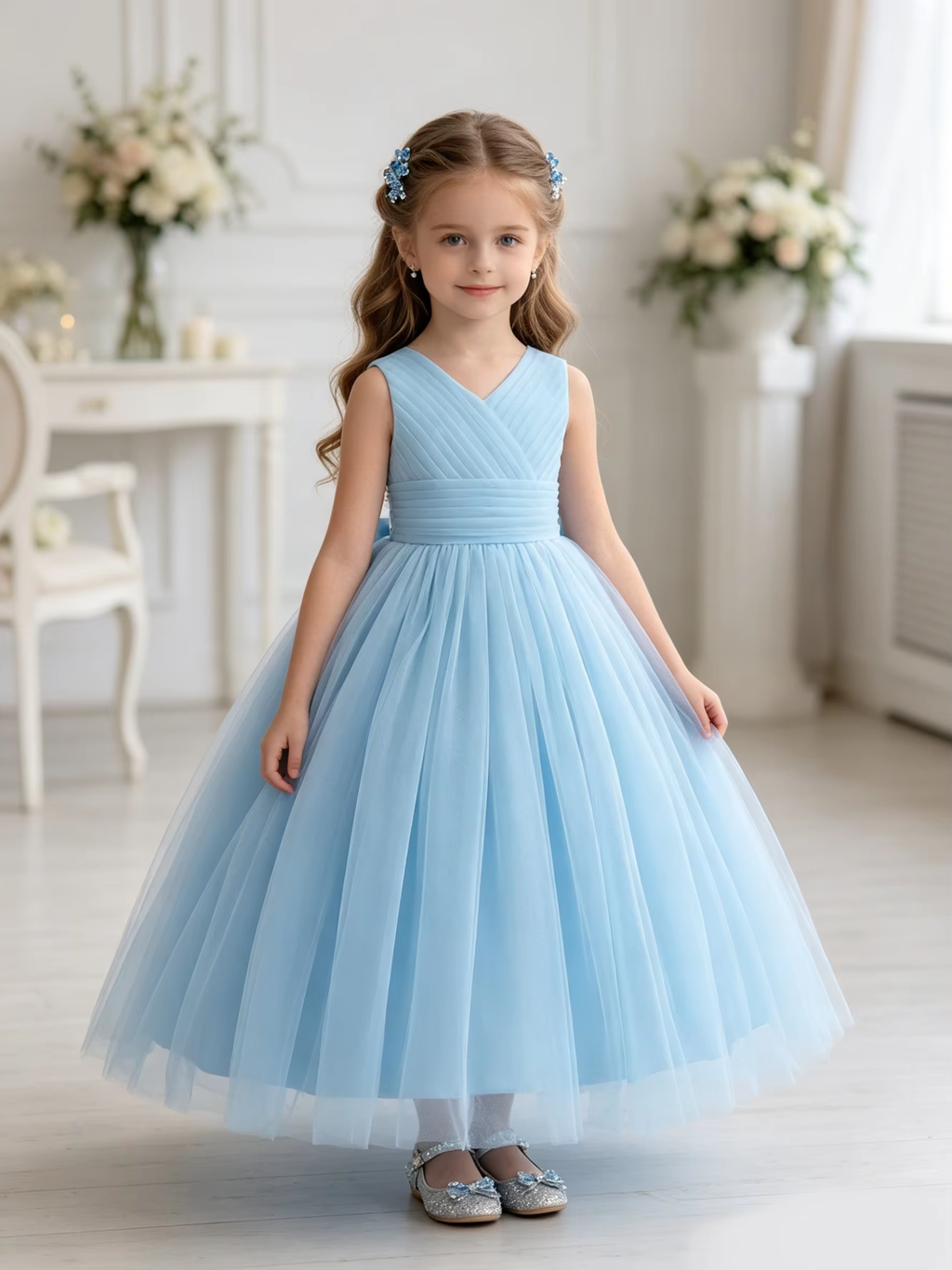 5091 Wholesale Elegant Casual Baby Girl Princess Gown Muslim Eid Flower Girl Wedding Party Dresses for Kids Girls 10-12 Years Old