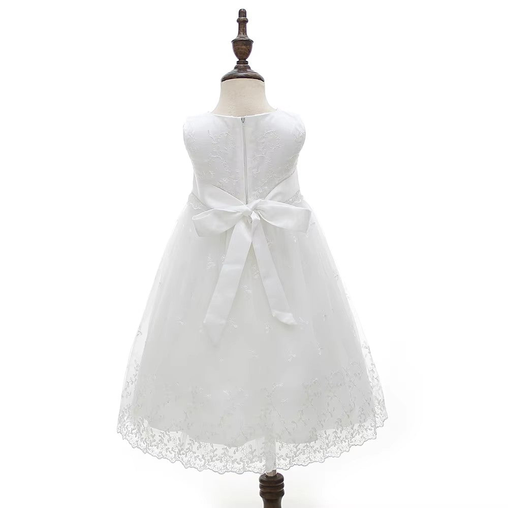 9903 Baby Girls Special Occasions Dresses Waist Christening Gown Baptism Dress With Bonnet