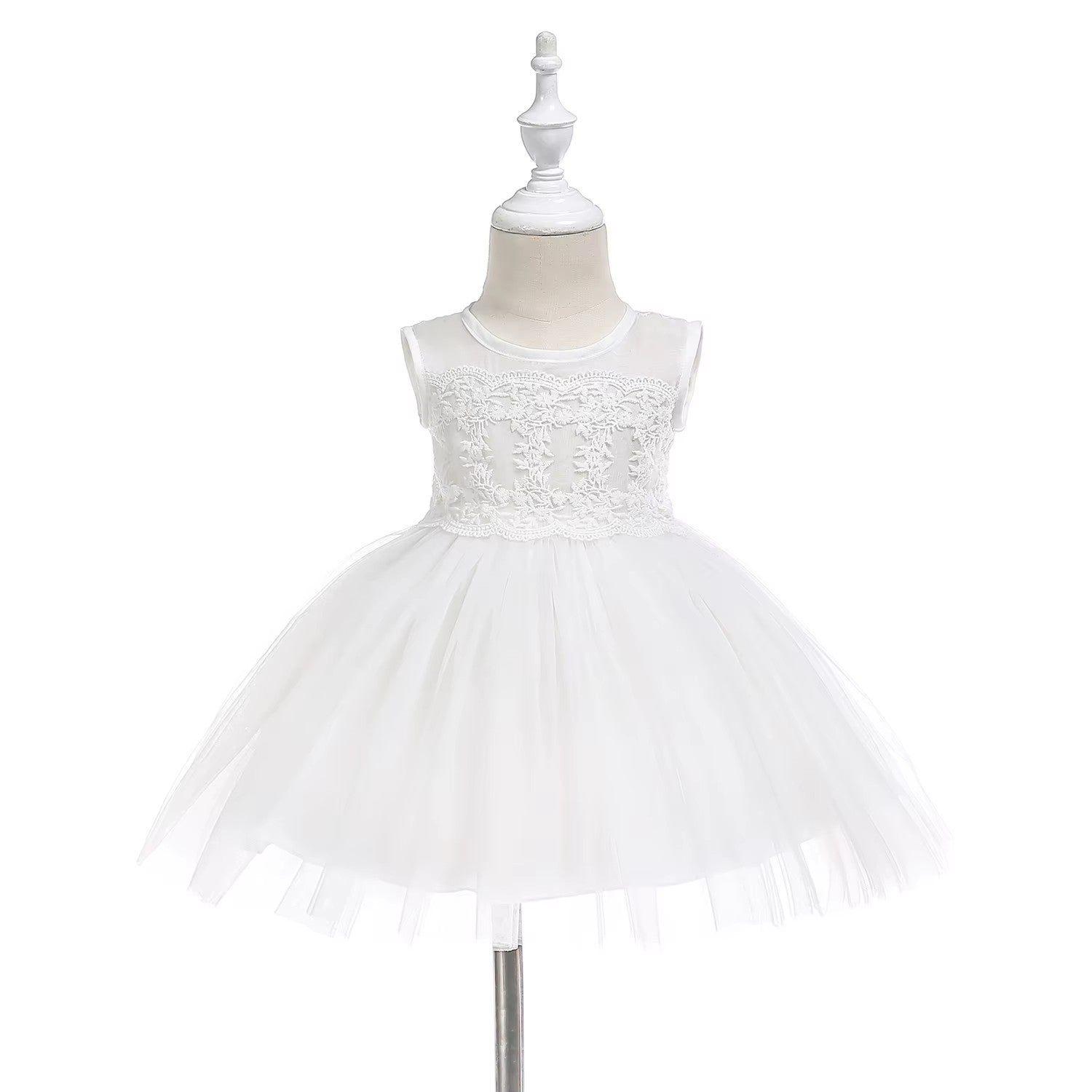 9767 Factory Sale Baby Infant Girl Baptism Dress Flower Newborn Gown White Lace Christening Dress 1 Year Birthday Gift